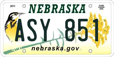 NE license plate ASY851
