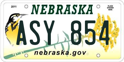 NE license plate ASY854