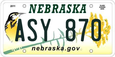 NE license plate ASY870