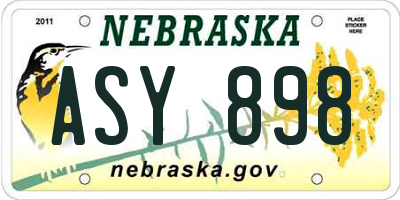 NE license plate ASY898