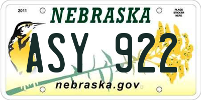 NE license plate ASY922