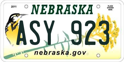 NE license plate ASY923