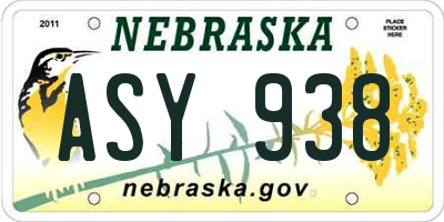 NE license plate ASY938
