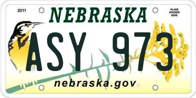 NE license plate ASY973