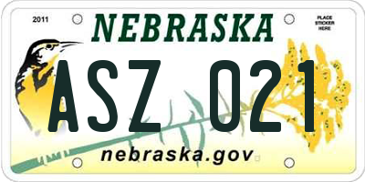NE license plate ASZ021