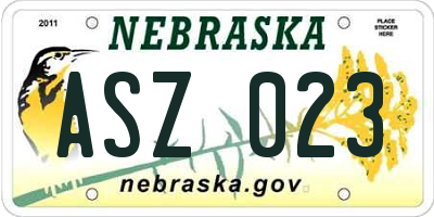 NE license plate ASZ023
