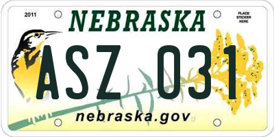 NE license plate ASZ031