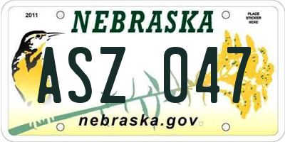 NE license plate ASZ047