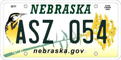 NE license plate ASZ054