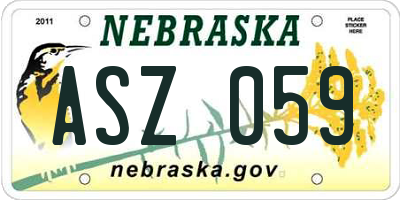 NE license plate ASZ059