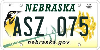 NE license plate ASZ075