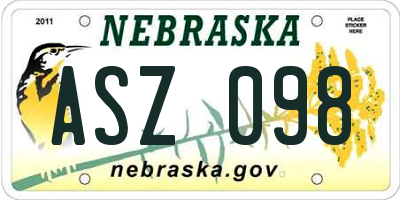 NE license plate ASZ098