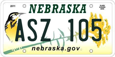 NE license plate ASZ105