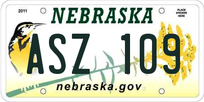 NE license plate ASZ109
