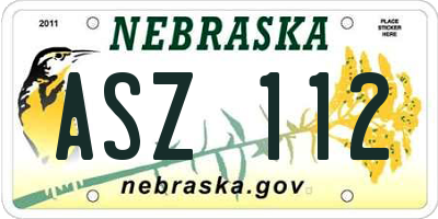 NE license plate ASZ112