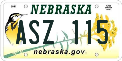 NE license plate ASZ115