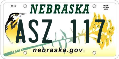 NE license plate ASZ117