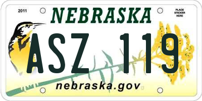 NE license plate ASZ119