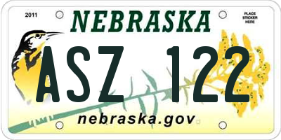 NE license plate ASZ122