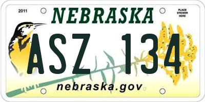 NE license plate ASZ134