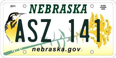 NE license plate ASZ141