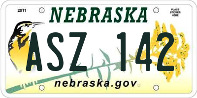 NE license plate ASZ142