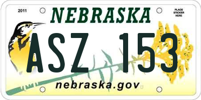 NE license plate ASZ153