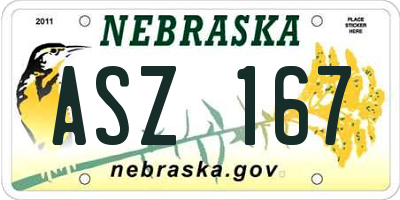 NE license plate ASZ167