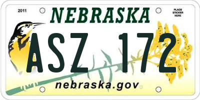 NE license plate ASZ172