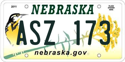 NE license plate ASZ173