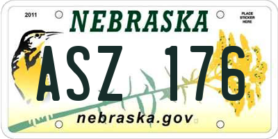NE license plate ASZ176