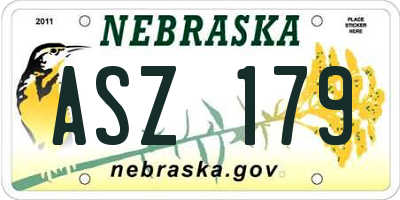 NE license plate ASZ179