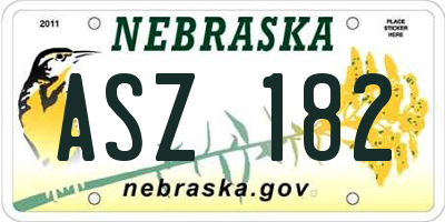 NE license plate ASZ182