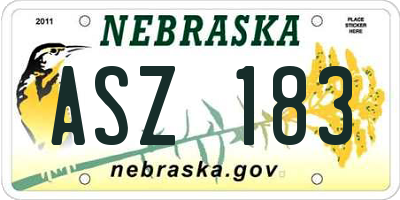 NE license plate ASZ183