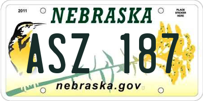 NE license plate ASZ187