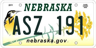 NE license plate ASZ191