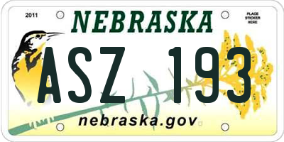 NE license plate ASZ193