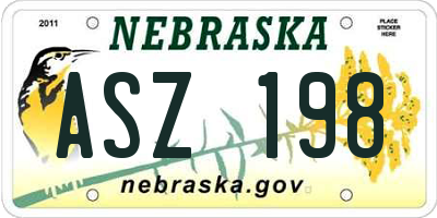 NE license plate ASZ198