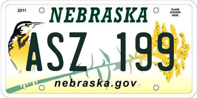 NE license plate ASZ199