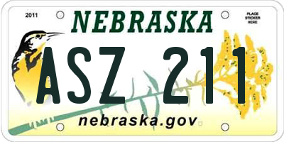 NE license plate ASZ211
