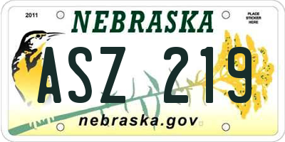 NE license plate ASZ219