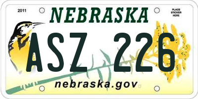 NE license plate ASZ226
