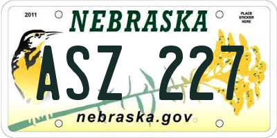 NE license plate ASZ227