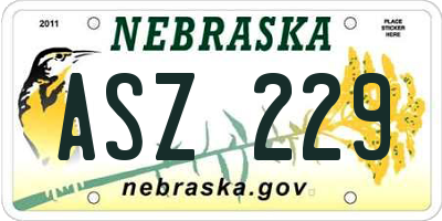 NE license plate ASZ229