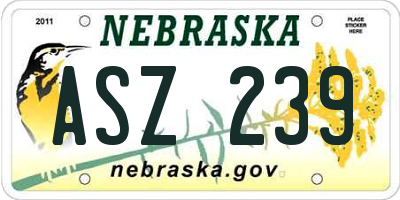 NE license plate ASZ239