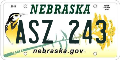 NE license plate ASZ243