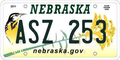 NE license plate ASZ253