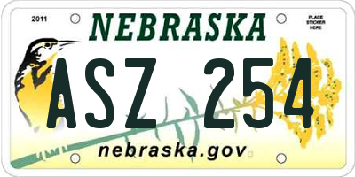 NE license plate ASZ254