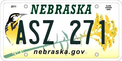 NE license plate ASZ271