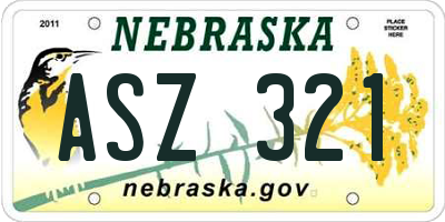 NE license plate ASZ321